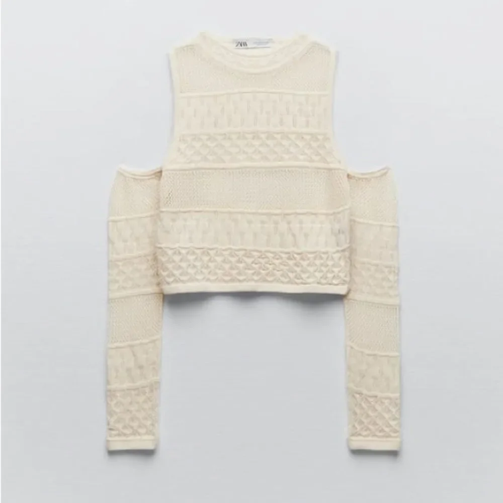 ZARA POINTELLE KNIT TOP WITH CUT-OUT DETAILS